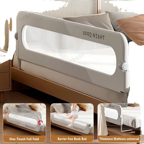 Barandilla de cama, tamaño ajustable, fácil instalación, gris - 150 cm (1/2)