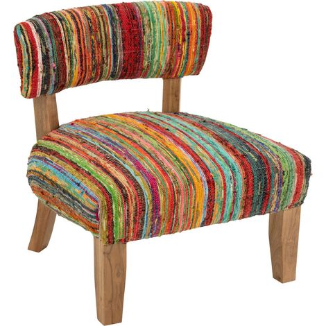 Fauteuil en Tissu "Chindi" 72cm Multicolore (1/5)