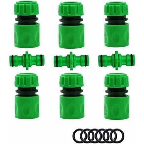Raccords de tuyaux d'arrosage, accessoires pour tuyaux d'arrosage (6 raccords de tuyaux rapides, 3 bouchons doubles), ensemble de connexion rapide et facile. (1/3)