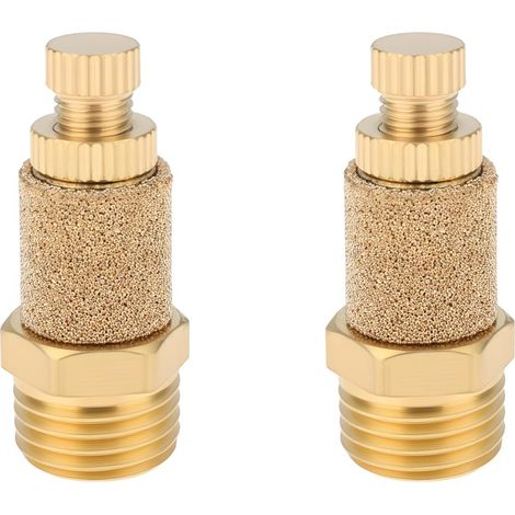 Lot de 2 Silencieux d’Échappement pour Vannes Pneumatiques 1/4 Pouce npt en Laiton Compatible avec Applications Pneumatiques (1/5)