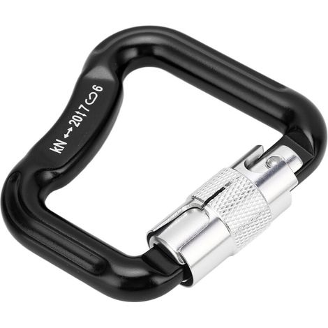 Moschettone da arrampicata autobloccante D 20KN, leggero per alpinismo e arrampicata su roccia, nero (1/4)