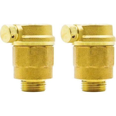 Paquet de 2 vannes de Purge Automatique, vanne d'échappement en Laiton DN15 G1/2 Pouces, purgeur Rapide avec Filtre pour Chauffe-Eau solaires (1/4)
