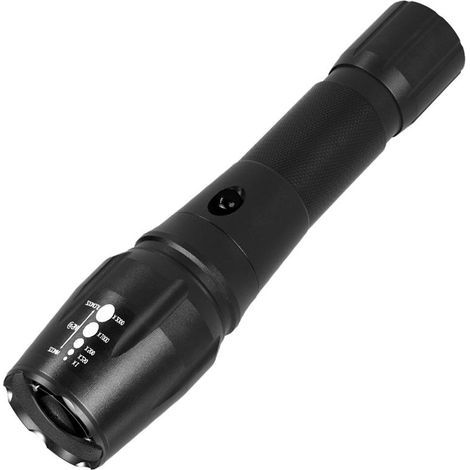 T6 10w lampe de poche à lumière forte LED en alliage d'aluminium zoom télescopique projecteur extérieur lampe de poche longue portée (1/4)