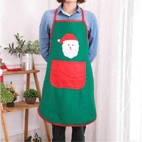 Tablier de cuisine de Noël, tablier de chef pour dîner et barbecue, décoration de Noël, cadeau du Père Noël, vert (1/4)