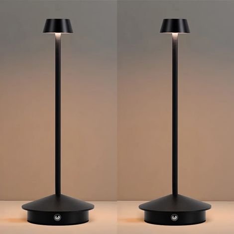 Lot de lampes de table LED rechargeables quatre mille milliampères heures noires pour restaurant bar et chambre à coucher (1/5)