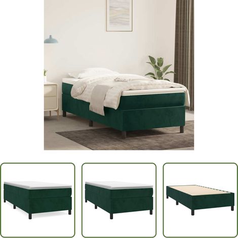 Matratze - Boxspringbett mit Matratze Dunkelgrün 90x200 cm Samt (1/5)