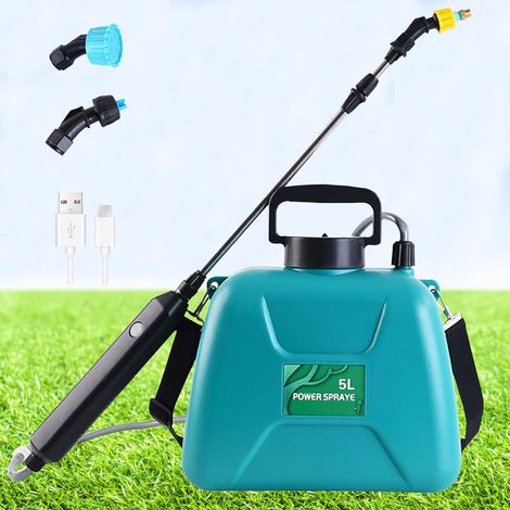 Aafgvc – 5L USB-wiederaufladbare elektrische Sprühflasche – 3 verstellbare Düsen – 2-3 Stunden Akkulaufzeit – Sprühmodi zum Reinigen und Bewässern (1/5)