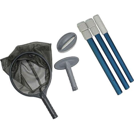 Kit de nettoyage de piscine comprenant un filet à mailles fines, une brosse éponge et un tube en aluminium (1/5)