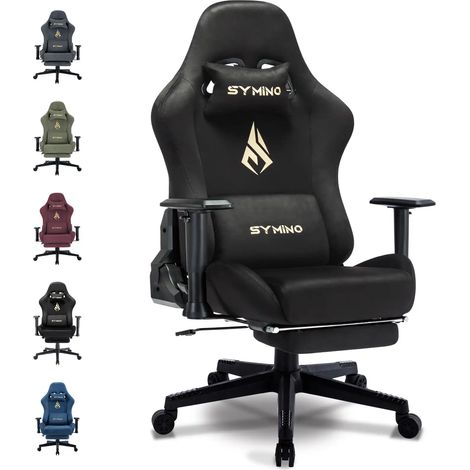 Symino Gaming Stuhl, Atmungsaktiver Bürostuhl aus Hochwertigem Stoff, So Weich Wie Pelz, Ergonomischer PC-Stuhl, Verstellbarer und Drehbarer Schreibtischstuhl mit Fußstütze (1/5)