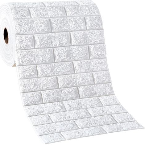 300 50 cm, 3D-Wandaufkleber aus Schaumstoffhintergrund, selbstklebende und wasserfeste weiße Ziegelsteintapete (1/5)