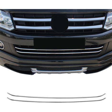 Moulure de Grille de Calandre Compatible avec VW Amarok 2010-2016, Garniture Baguette de Calandre en Acier Inoxydable Argent (1/5)