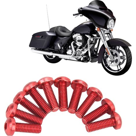 Kit de vis et boulons de montage de pare-brise de moto en aluminium 5 mm x 16 mm (vendu par lot de 2) pour Suzuki, Yamaha, BMW, Kawasaki et Benelli en rouge. (1/5)