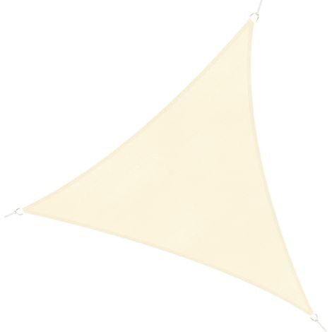 Voile d'ombrage triangulaire en PEHD pour espaces extérieurs, 3 x 3 x 3 m, blanc crème ivoire (1/5)
