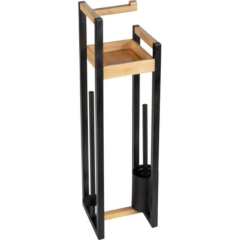 WENKO Braune Bambus Stand WC-Garnitur Braidi 26 x 75,5 x 20 cm (1/5)