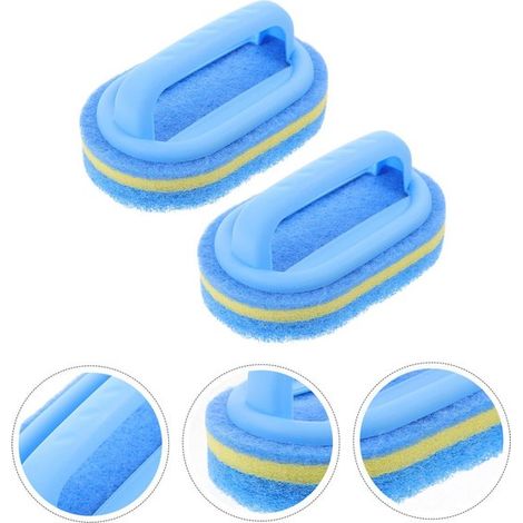 Spazzola da cucina multifunzione con manico - Adatta per la pulizia di spugne da bagno e superfici lisce in cucina e in bagno - Blu (1/5)
