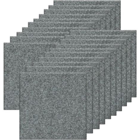 Baldosas de moqueta，20 piezas，Hágalo usted mismo，Aptas para oficinas，salones y dormitorios，30 x 30 cm，Gris claro (1/5)