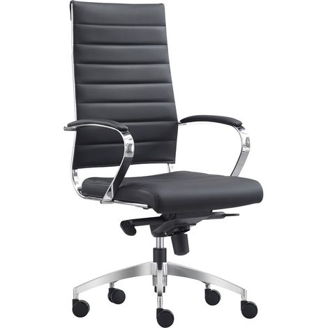 Design-Bürostuhl Granada - 100 % Leder - Schwarz - mit Synchron-Wippmechanik (1/5)