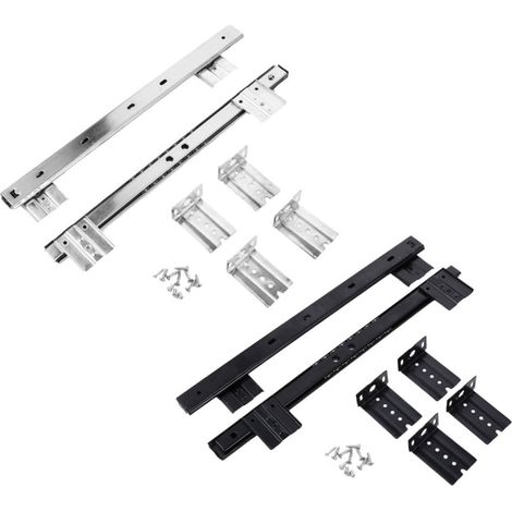 Lot de 2 glissières à billes pour clavier et tiroir bureau, fixation (1/5)