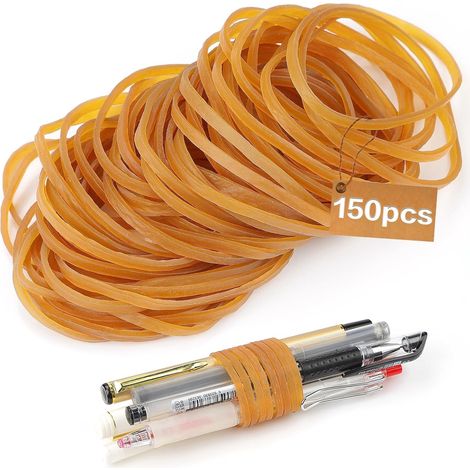 Elastique 150 Pièces Elastique Caoutchouc 60mm x 3mm Elastique de Bureau Elastiques Réutilisables Élastique Jaune Foncé Élastique Caoutchouc pour Famille Bureau (1/5)