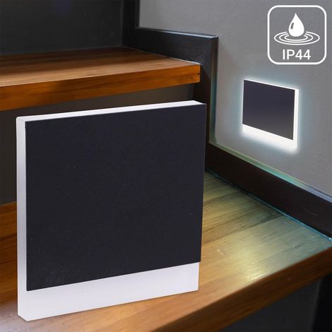 LED Treppenleuchte IP44 eckig schwarz - Lichtfarbe: Kaltweiß 1,5W - Lichtaustritt: Orbis (1/5)