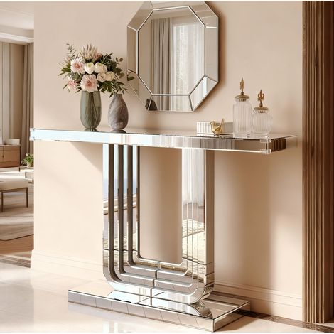Mueble recibidor consola con espejo MDF y cristal OKMYHOME (1/5)