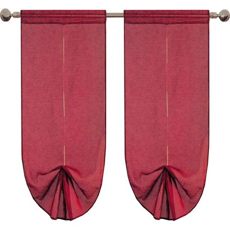 Tende Coppia Regolabili Finestra Porta Interno Tessuto Casa Pacchetto Bordeaux - 60x240 cm (1/4)