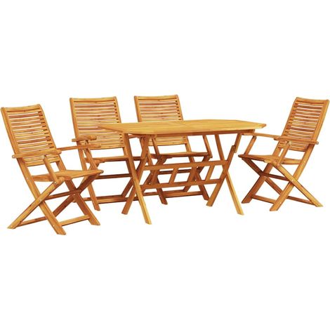 Maison Exclusive - Garten Essgruppe 5 pcs Braun Massivholz Akazie