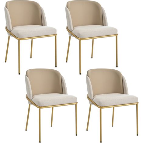 Chaise moderne avec pieds réglables et inclinés (lot de 4), design ergonomique pour salon, salle à manger et bureau, couleur beige kaki, confortable et fonctionnelle (1/5)