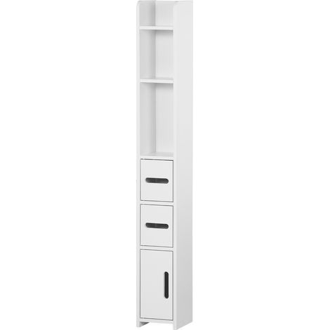 Meuble colonne de salle de bain armoire toilette haute avec étagères et placards - 15 x 17 x 120 cm blanc (1/5)