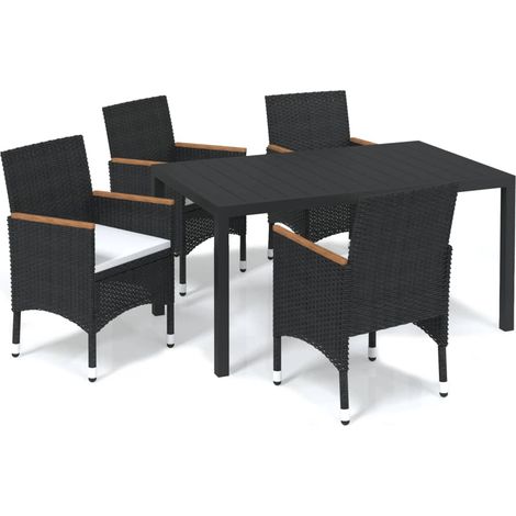 Maison Exclusive - Set da Pranzo per Giardino 5 pz con Cuscini Polyrattan Nero (1/5)