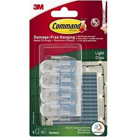 Clips luces exteriores 3m transparente plástico 31mm
