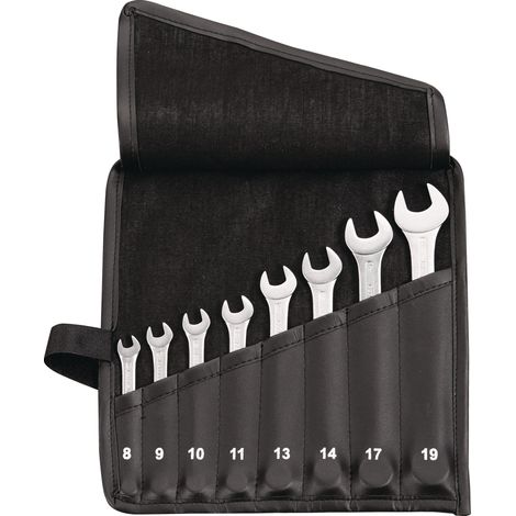 Jeu de clés polygonales à fourche 12 pièces SW 6-22mm Forme A acier CV en pochette enroulable TECWERK (1/4)