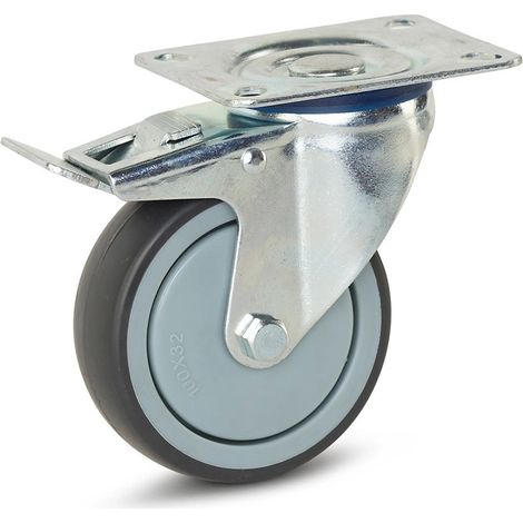 Roue pivotante freinée - MESO - Appareil - Platine - 100mm - 110kg
