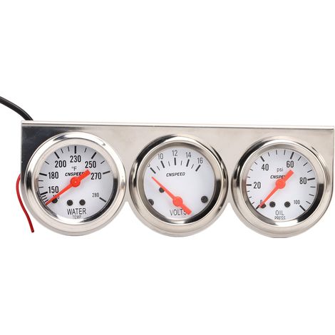 Dreiteiliges Kfz-Instrumentenset 52 mm, weißes Zifferblatt, 12 V, für Öldruck, Wassertemperatur und Voltmeter, mit Sensor. (1/5)