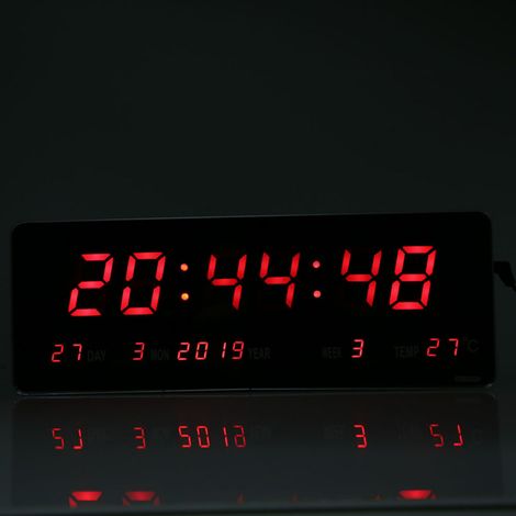 Digitale LED-Wanduhr mit Kalender und Temperaturanzeige (Kalender, Temperatur, Wochentag)