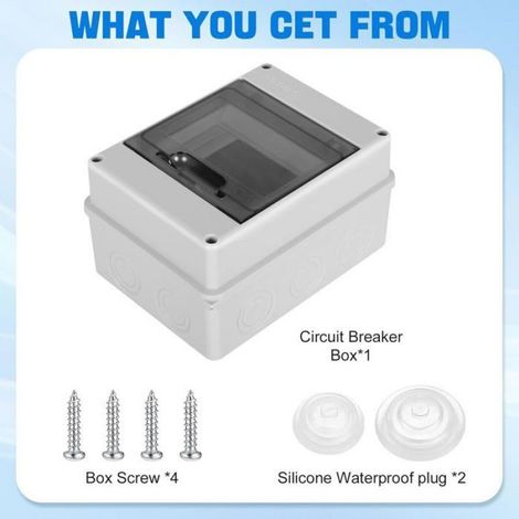 Coffret électrique IP65 5 modules DIN, rail intégré, porte transparente, bornes recharge, ABS pour jardin, cave, garage. (1/5)