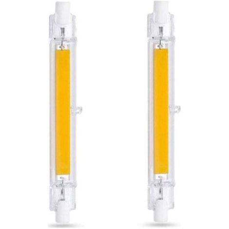R7S 118 mm 10 W LED-Lampe, Warmweiß 3000 K, 1000 lm, entspricht R7S J118 80 W 100 W Halogenlampe, nicht dimmbar, R7S 118 mm schlanke COB-LED-Lampe für Wandleuchte/Stehlampe, 2er-Pack [Energieklasse A+