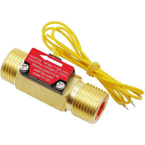 Débitmètre à turbine avec capteur à effet Hall en cuivre, 4 points de mesure, débit de 1,5 à 30 L/min, filetage mâle (1/5)