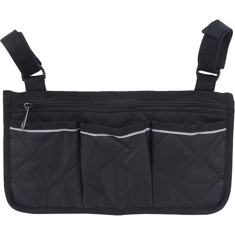 1 Sac De Rangement Fauteuils Roulants, Mains Libres Accoudoir Suspendre Poigne Support De Stockage Sac, Pour Fauteuils Roulants Noir (1/5)