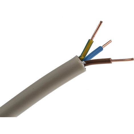 Câble d'alimentation RS PRO 3G1,5 mm², gaine PVC Gris, Retardant à la flamme, 50m ( Prix pour Bobine de 50 Mètres )