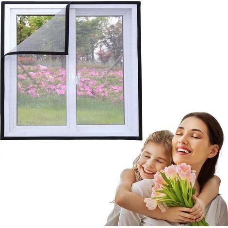 135 x 135 cm DIY-Fenster-Moskitonetz, verstellbar, waschbar, effektiver Schutz vor Mücken und Insekten, einfache Montage, wasserabweisend (1/5)