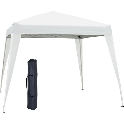 Tente pliante 2,4 x 2,4 m, tonnelle de jardin imperméable, montage instantané, structure en acier et toile Oxpourd, blanche.