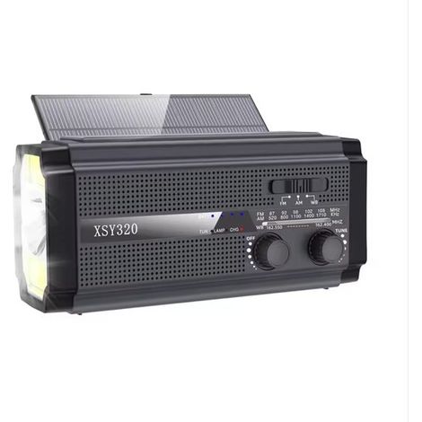 Radio d'urgence – 5000 mAh – Solaire et manivelle – Alarme SOS – Lampe torche – Kit de survie – Noir (1/5)