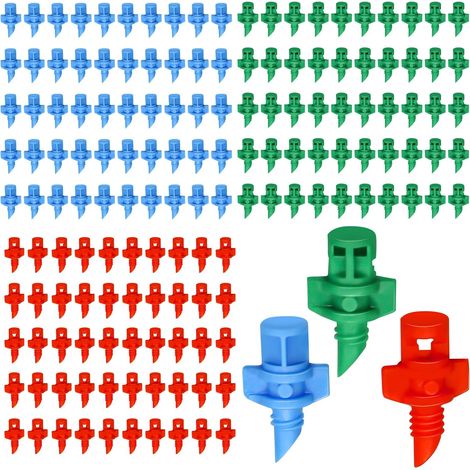 150 Stück Tropfbewässerungs-Emitter, Mikrosprinklerköpfe, Nebelbewässerung, Refraktionsbewässerung, Mikrosprüher, Nebelbewässerungsdüsen für Pflanzen (90/180/360 Grad) (1/5)