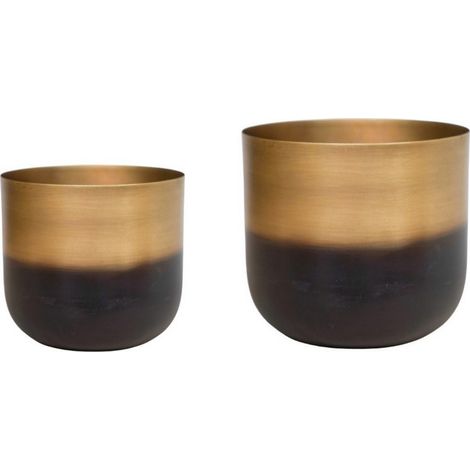Oscar Two Tone Planter (Set of 2) - Metal - L16.5 x W16.5 x H15 cm - Gold