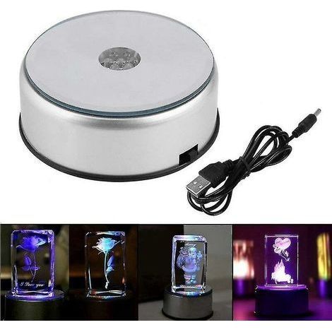 Drehteller für Kristall- und Glaskunst, LED-farbiger, drehbarer Kristall-Displayständer mit USB-Kabel (1/4)