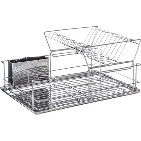 5Five Simply Smart – Panier égouttoir d'évier en acier inoxydable 2 niveaux – Dimensions L. 47 x l. 32 x H. 24 cm – Capacité 10 assiettes et 12 mugs
