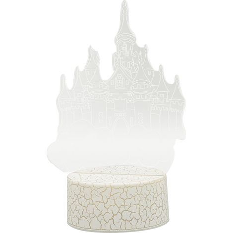 Veilleuse 3D créative en acrylique, lampe en forme de château avec télécommande et au toucher exquis, idéale comme cadeau. (1/5)