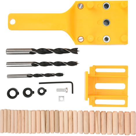 Jeu de 38 pièces Guide de perçage à bois, Gabarit de perçage droit pour menuiserie, Outil manuel de précision, Jaune, pour trous droits et bricolage (1/5)