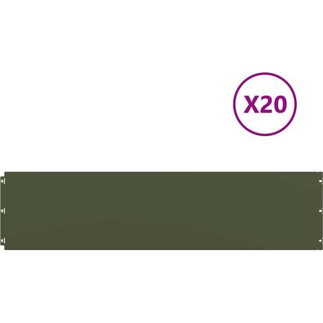 Bordures pelouse 20pcs vert olive 25x103cm acier laminé à froid CFW727877 (1/5)